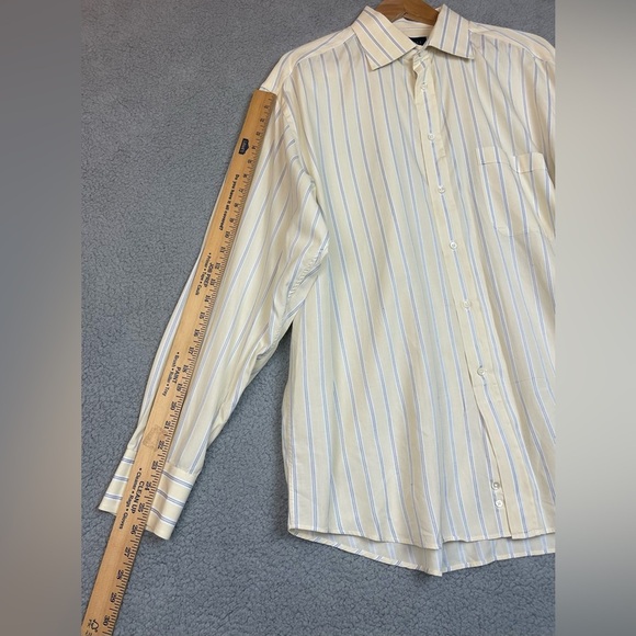 Canali Shirt Mens  Striped Button Up Preppy Casual Italy 46 / 18 Multi Color - Picture 7 of 10